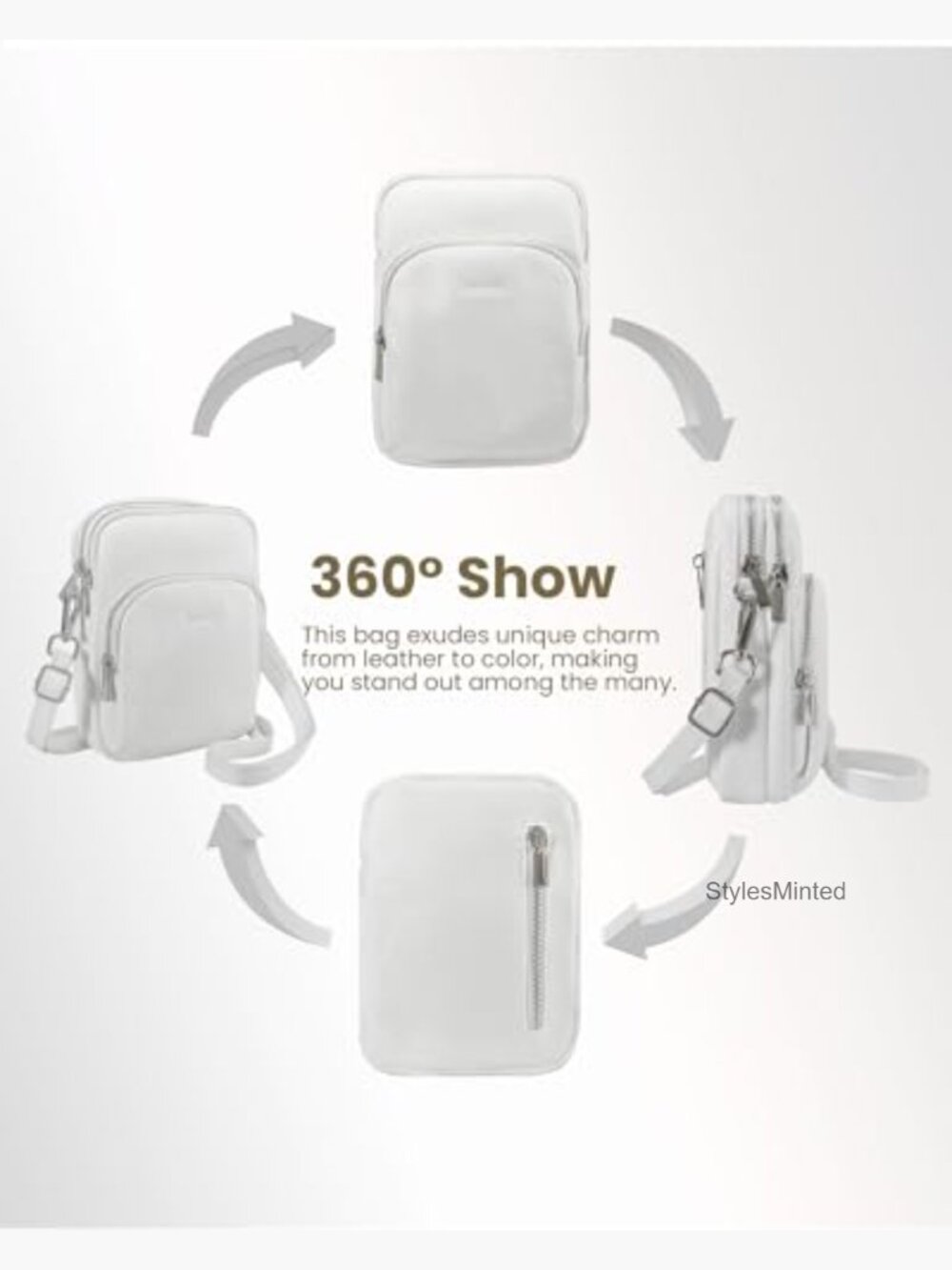 Small Genuine Leather Crossbody Bag with RFID Blocking, Zipper Pockets - Picture 6 of 7